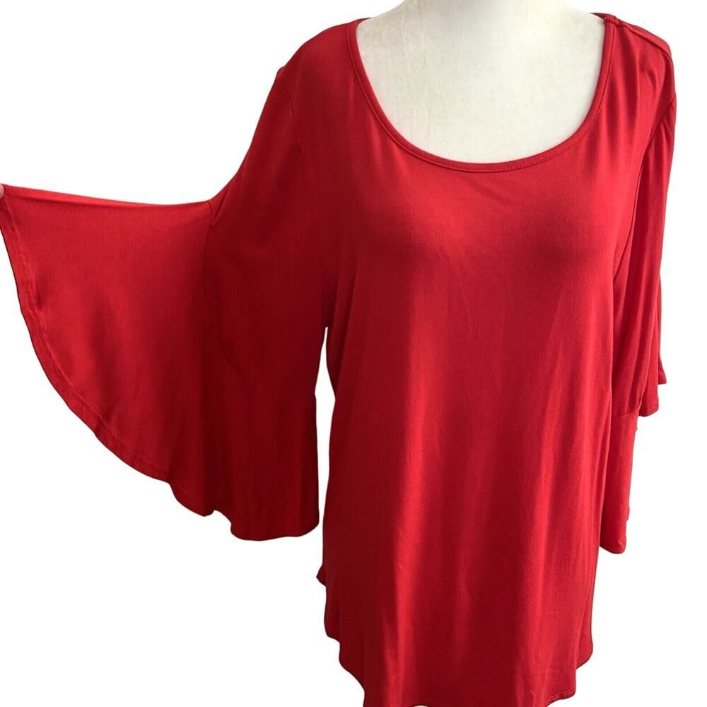 Kim & Cami Circle Bell 3/4 Sleeve Top Red Size XL